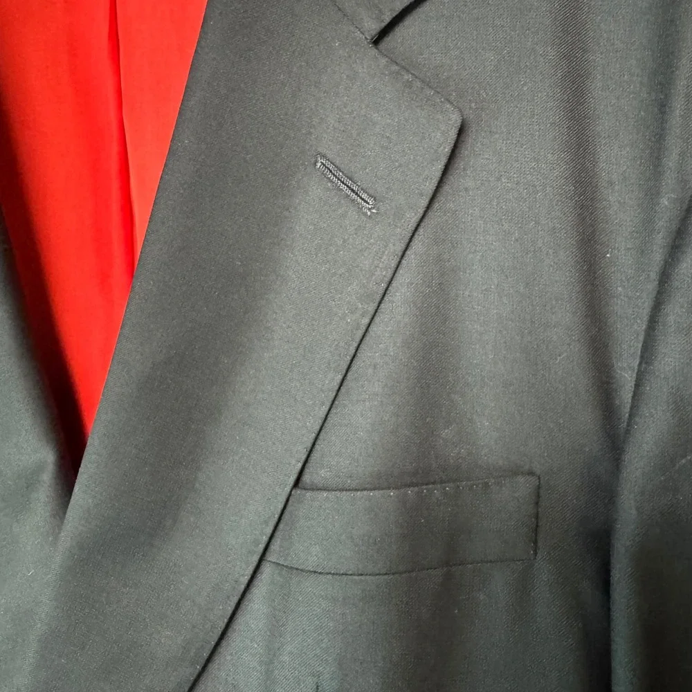 Carroll & Co by Chester Barrie Black Wool Blazer 46 R England Gold Crest Buttons